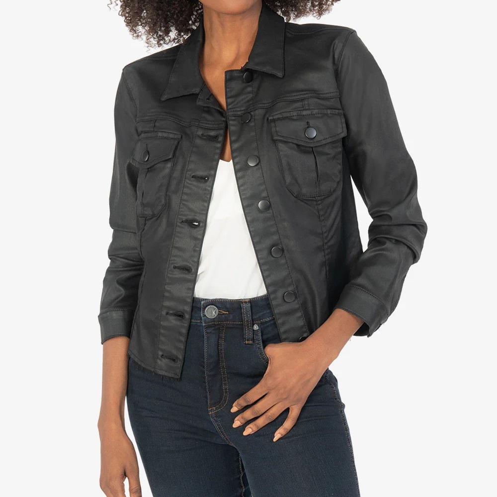 BRAND NEW KUT From The Kloth Kara Coated Leather Jacket